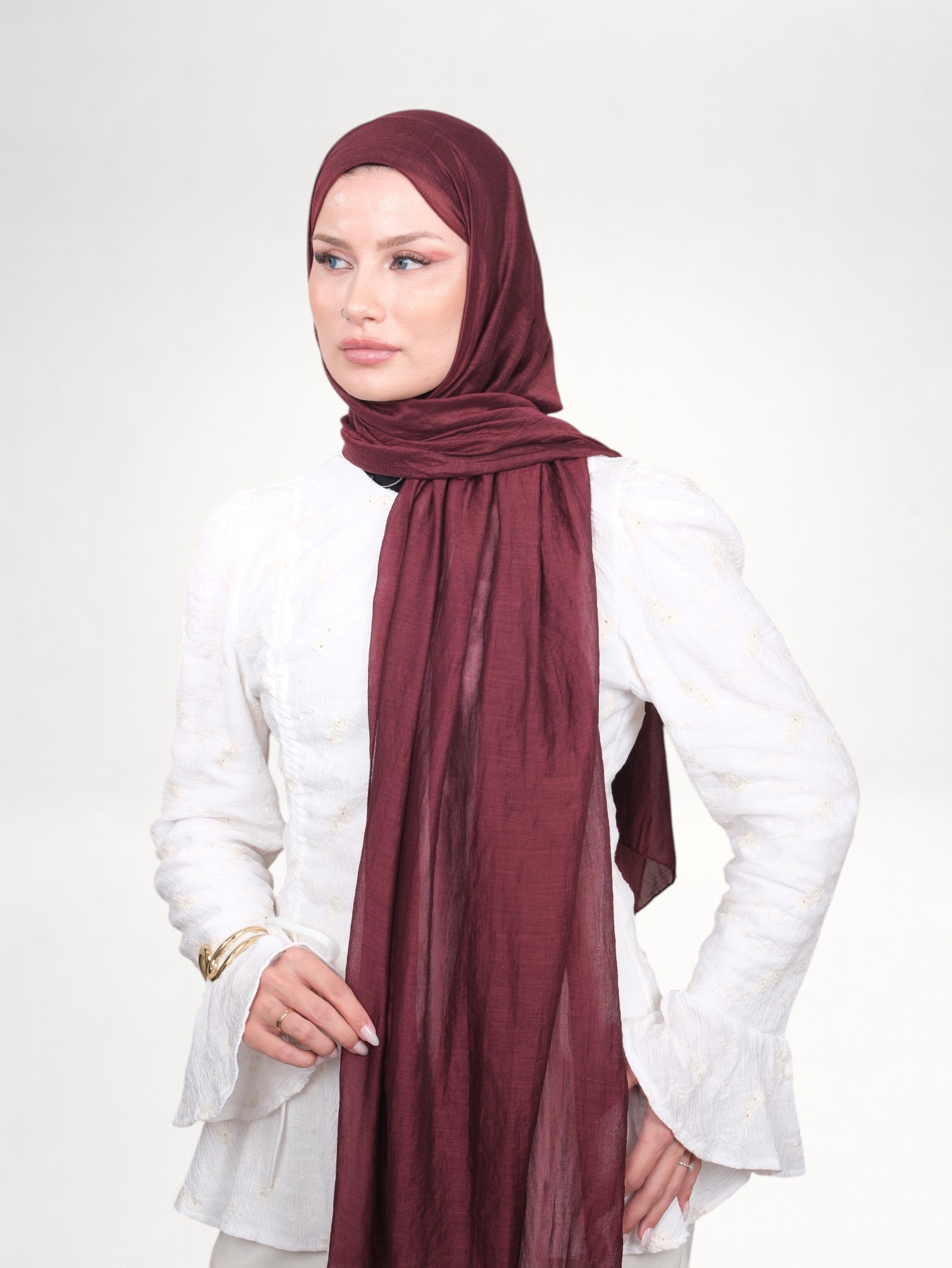 Harem Scarf Allya Şal Kızılcık - Görsel 5