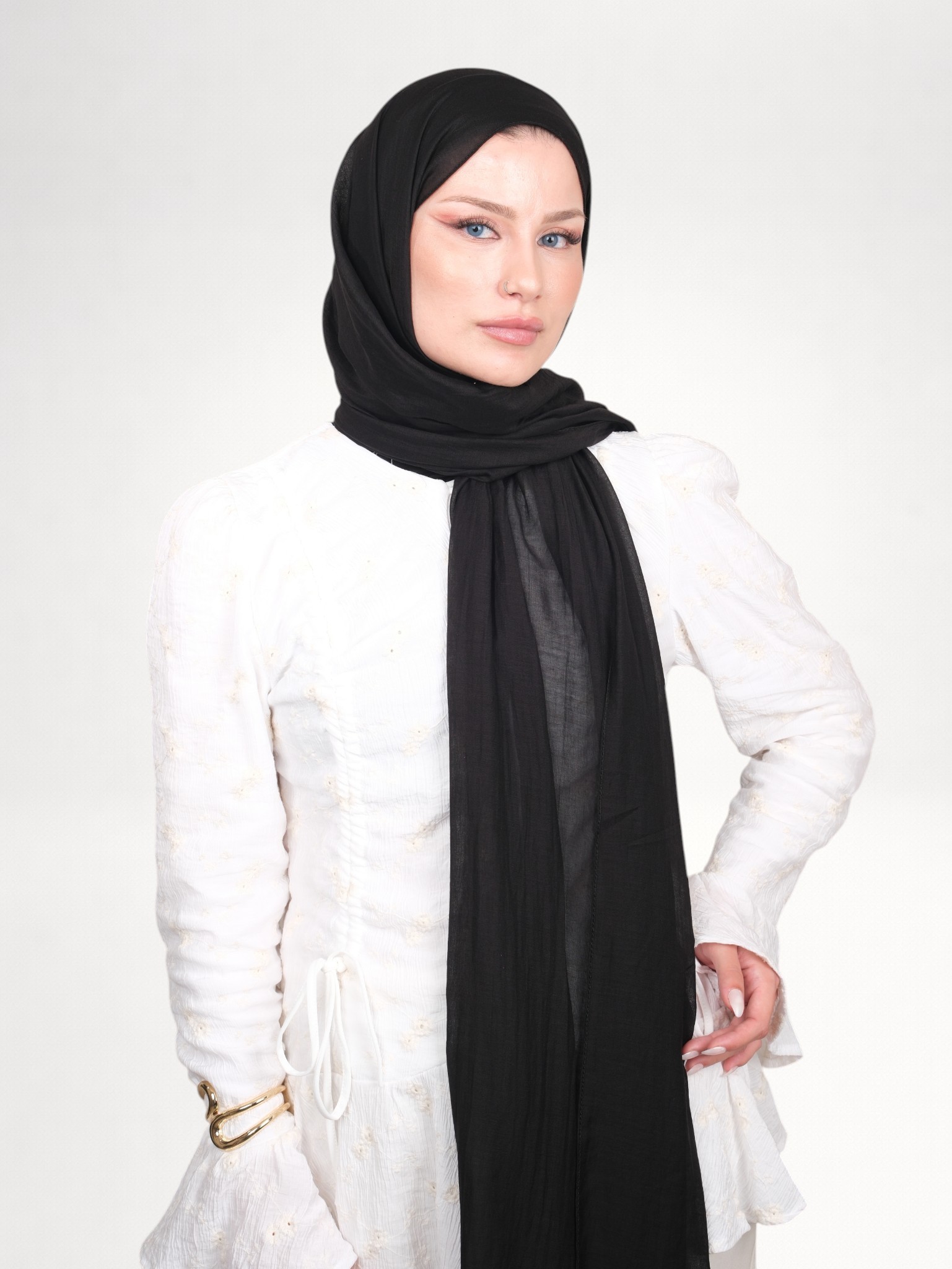 Harem Scarf Allya Düz Şal Siyah - Görsel 2