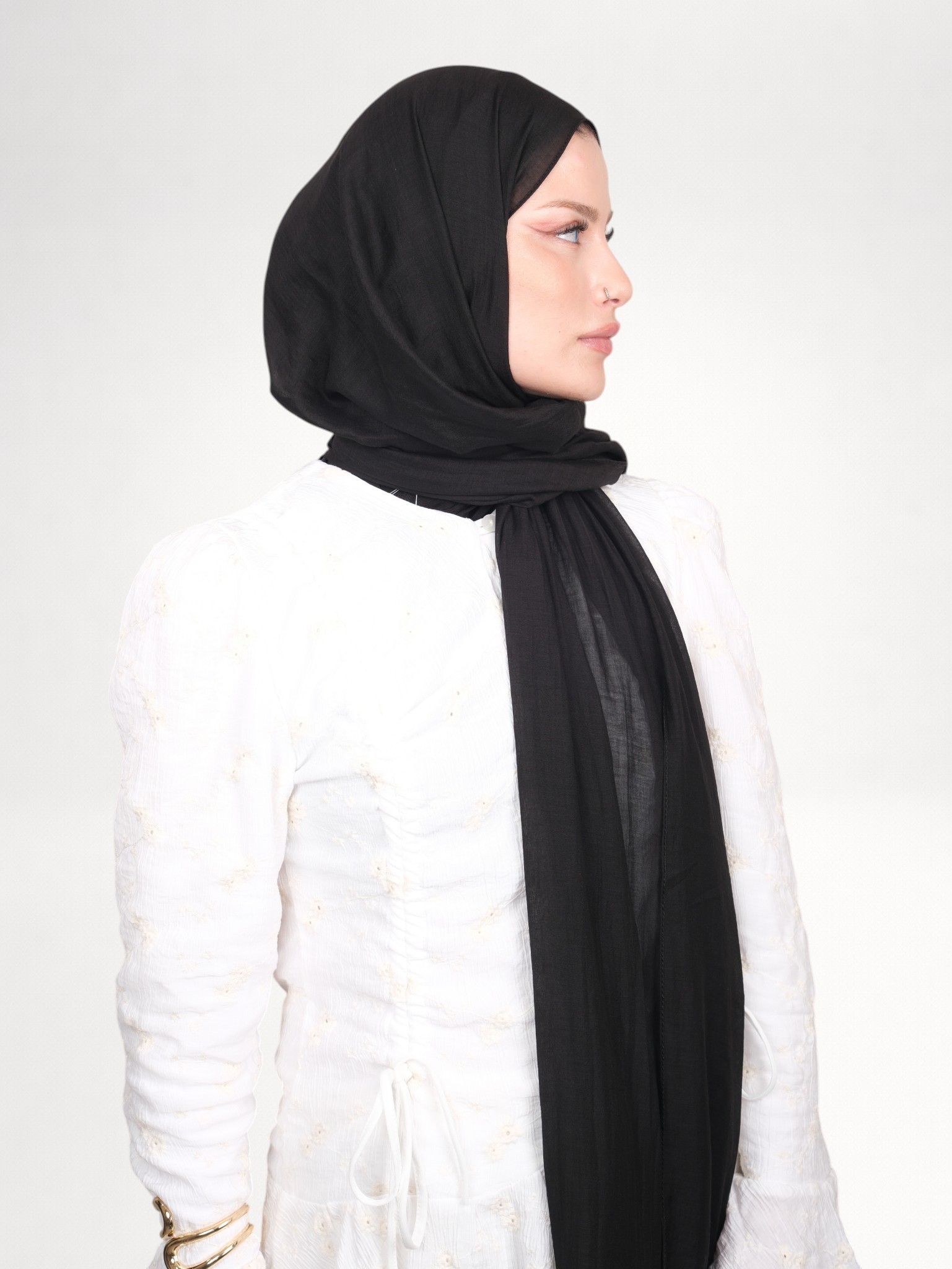 Harem Scarf Allya Düz Şal Siyah - Görsel 3