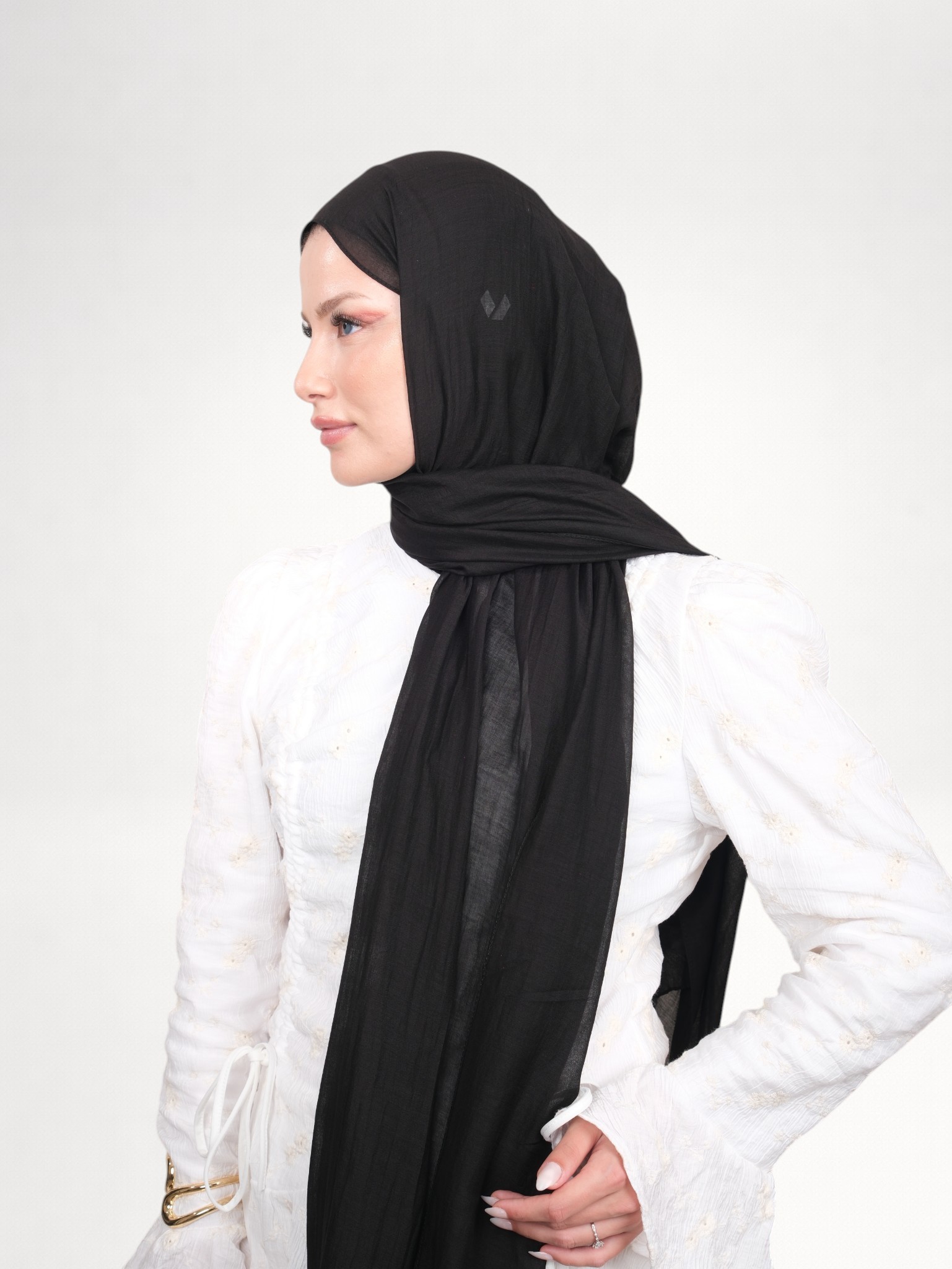 Harem Scarf Allya Düz Şal Siyah - Görsel 4