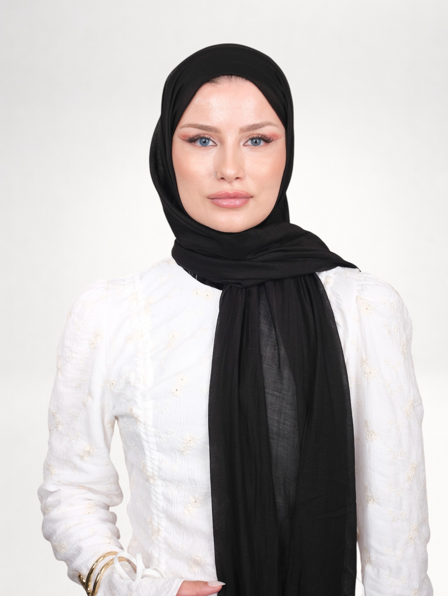 Harem Scarf Allya Düz Şal Siyah - Görsel 6