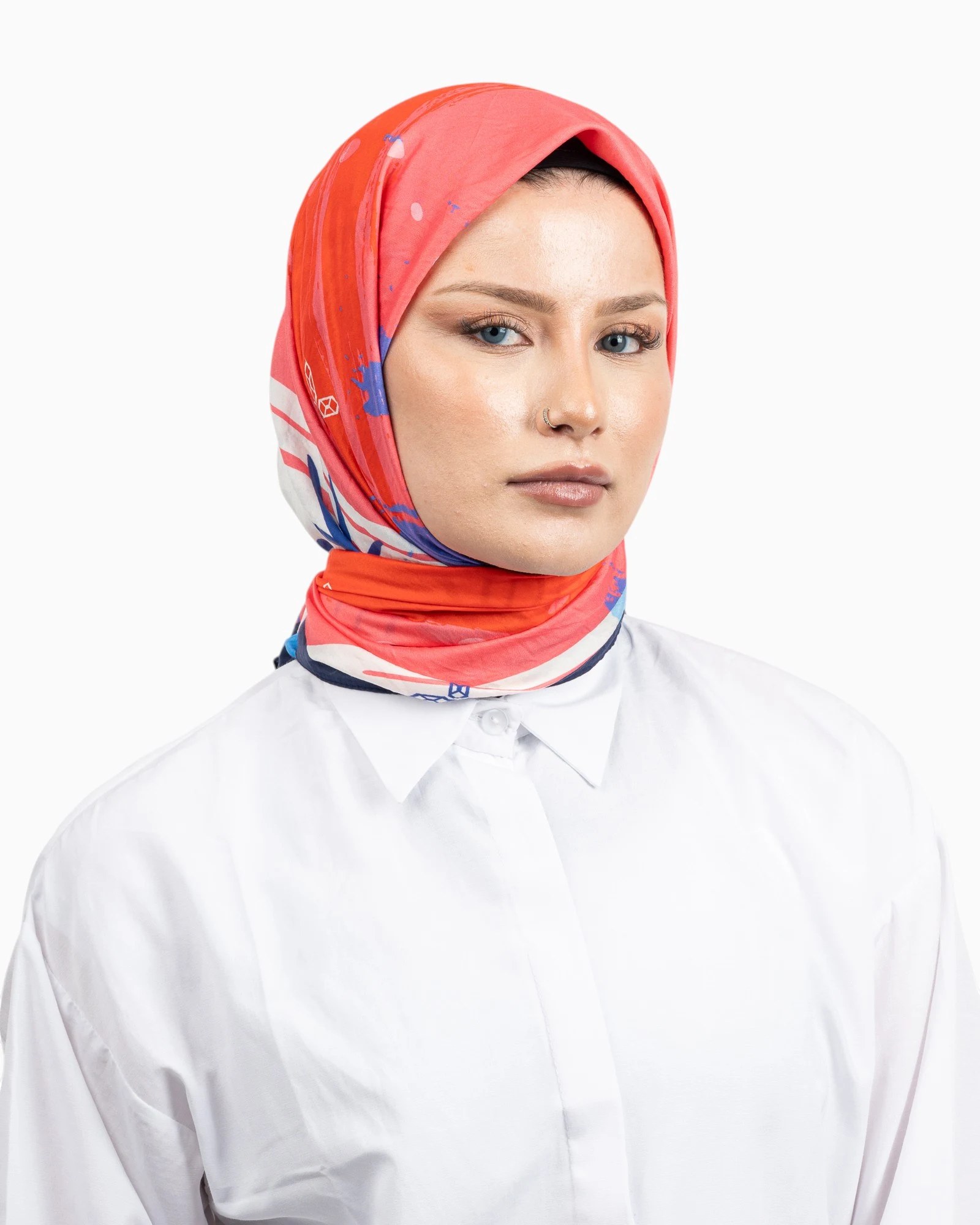 Benetton Siena Desenli Eşarp Mavi