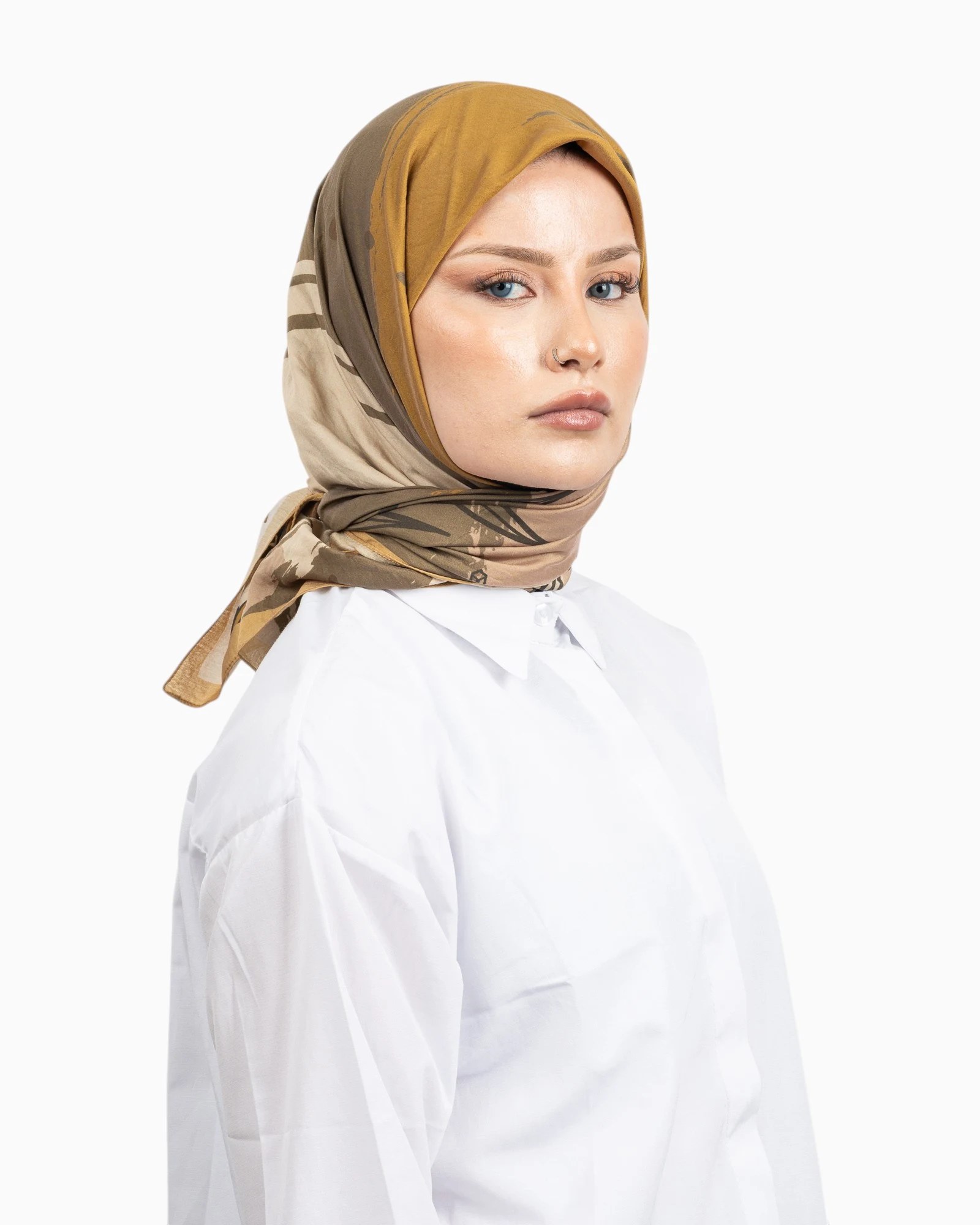 Benetton Siena Desenli Eşarp Vizon