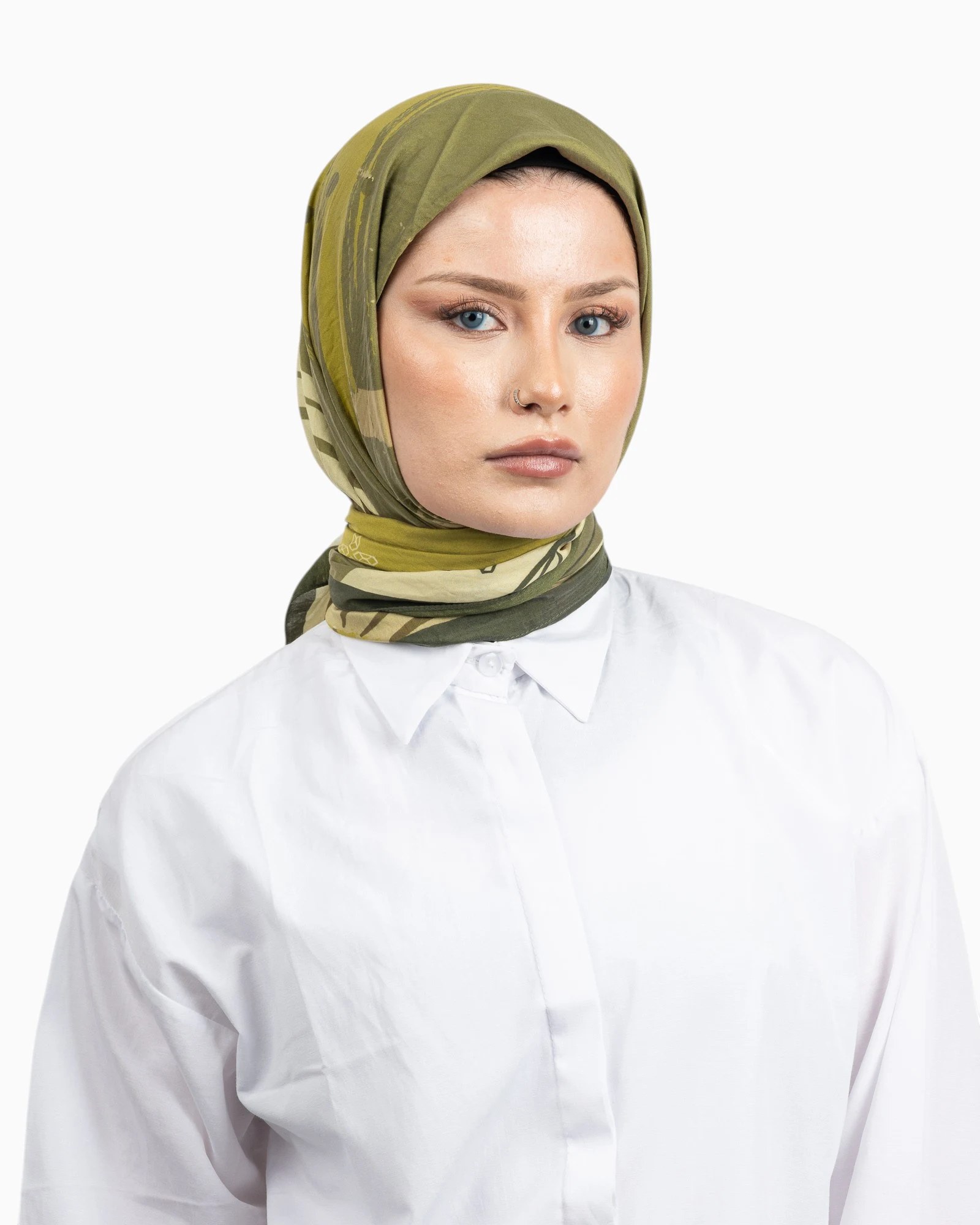 Benetton Siena Desenli Eşarp Haki