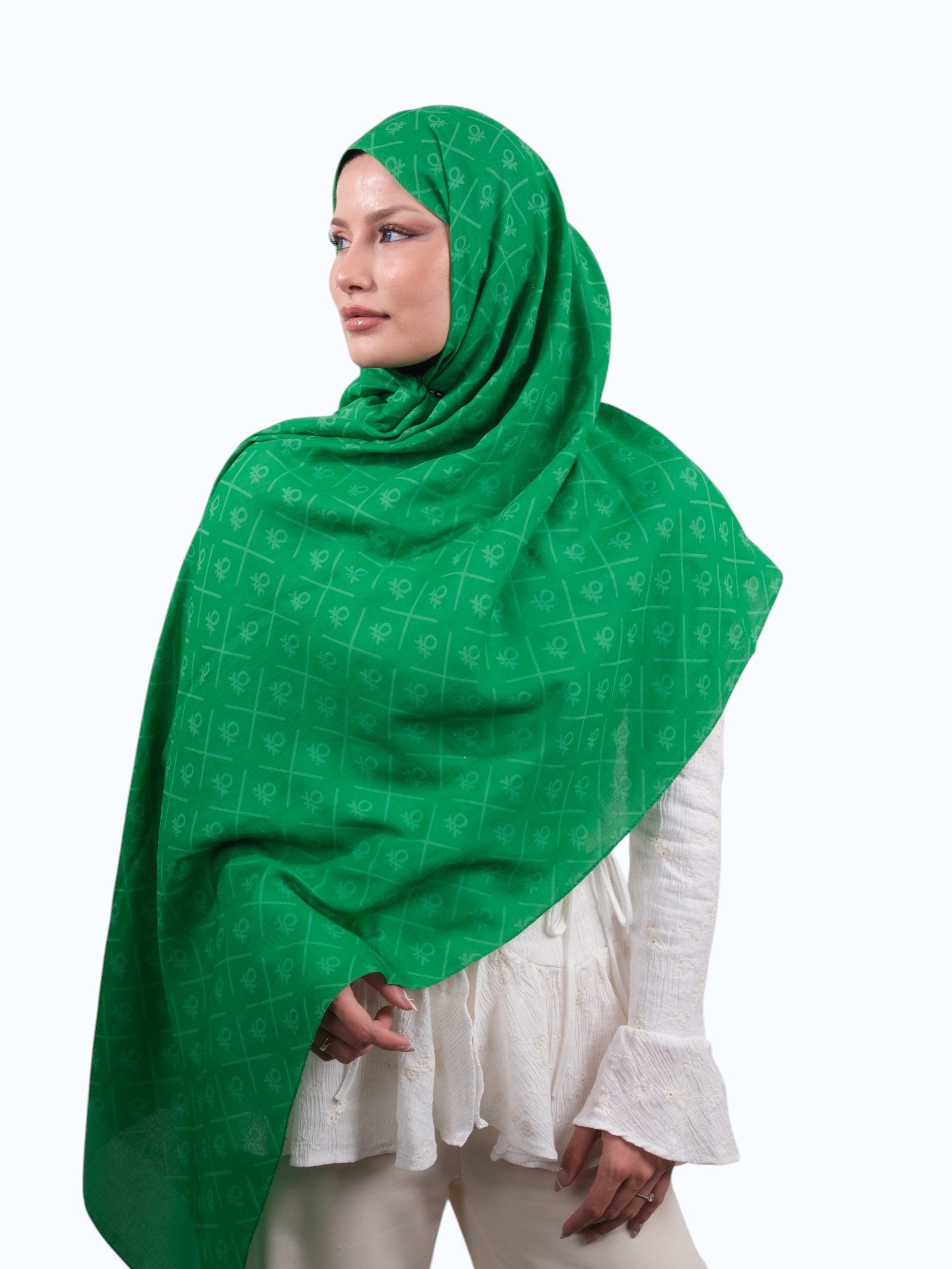 Benetton Elegante Dos Şal Bnt Yeşili - Görsel 3