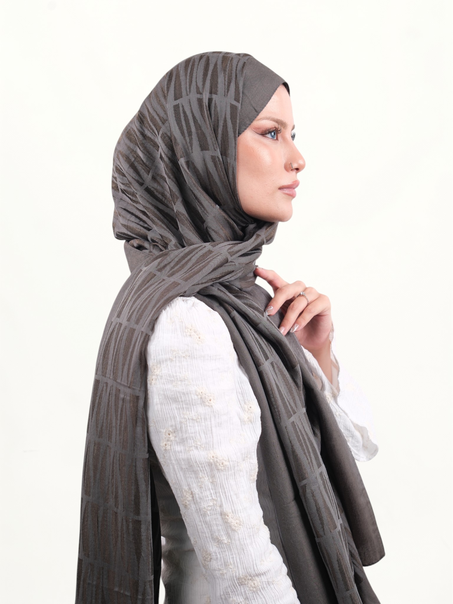 Armine Lyocell Şal Antrasit - Görsel 7