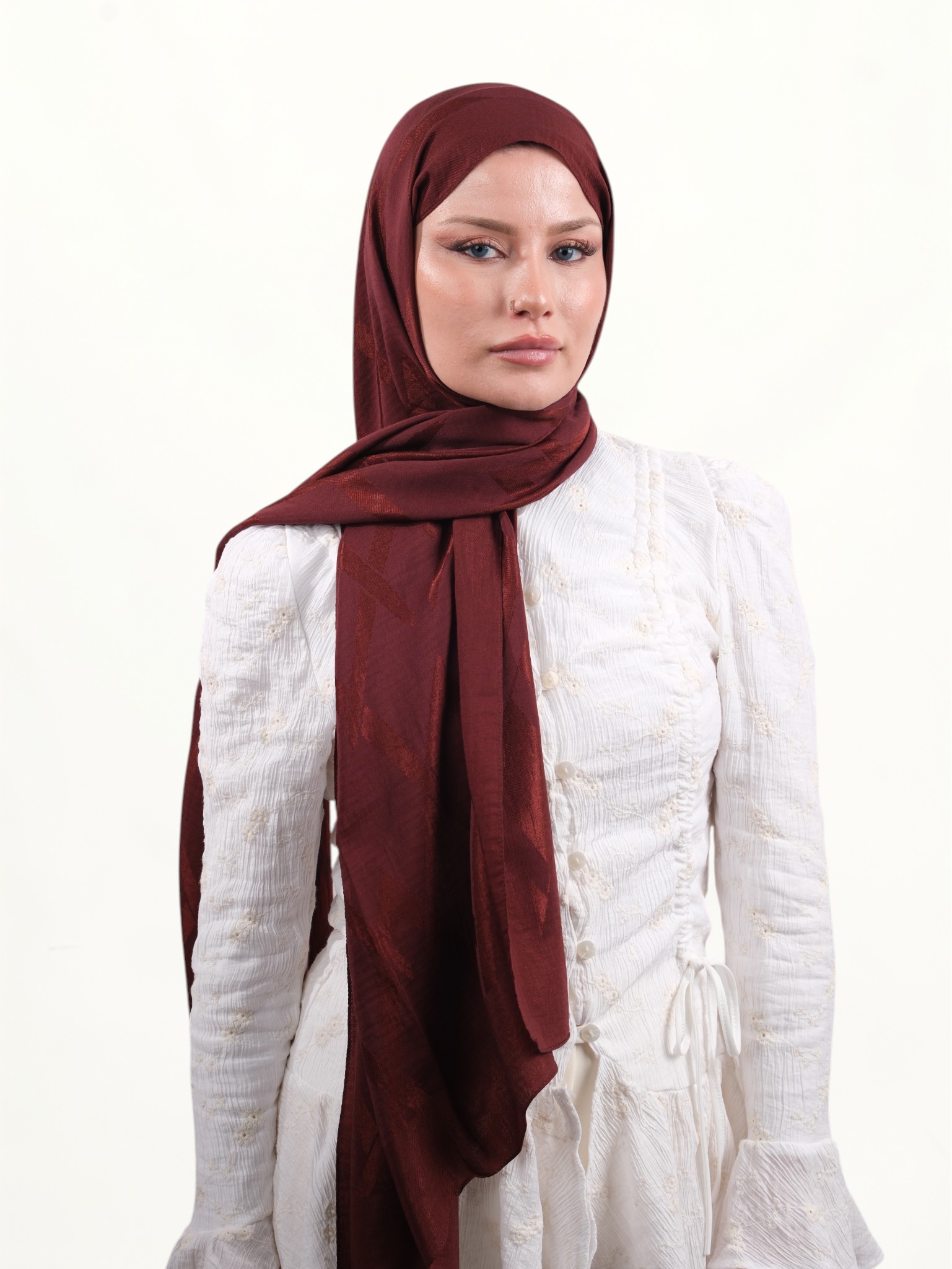 Armine Lyocell Şal Bordo - Görsel 2