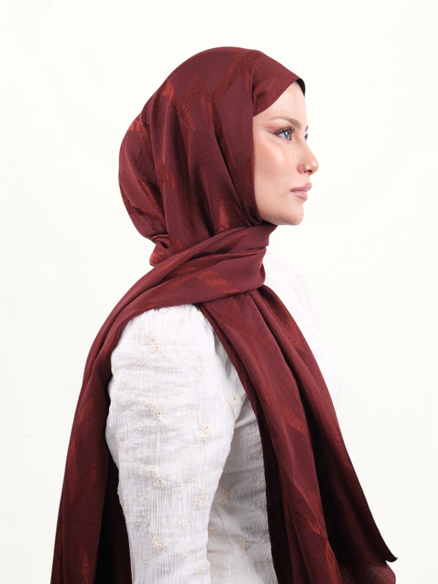 Armine Lyocell Şal Bordo - Görsel 5