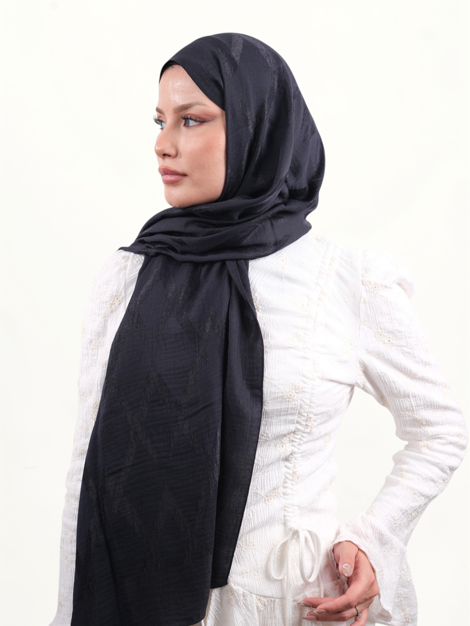 Armine Lyocell Şal Lacivert - Görsel 4