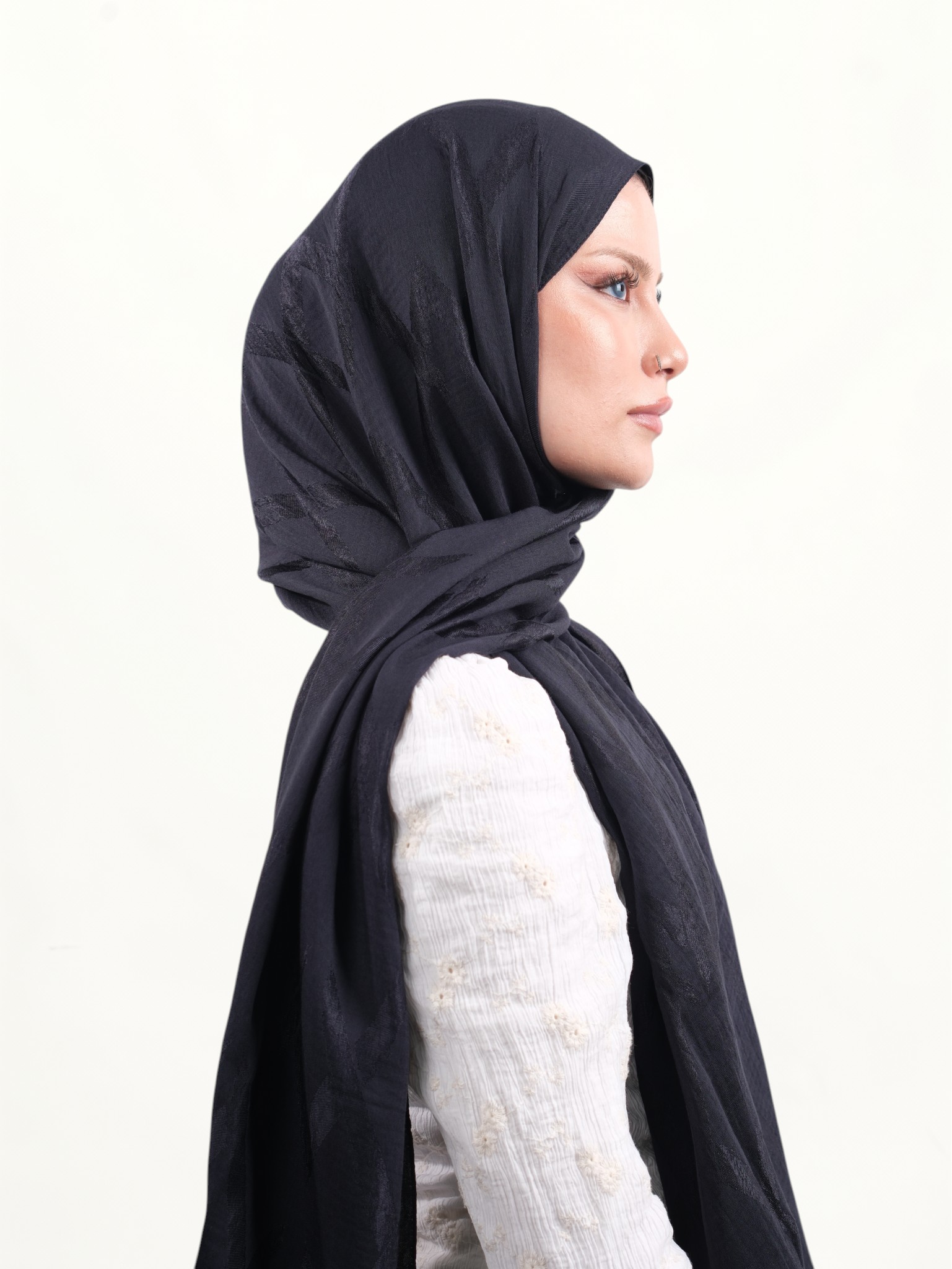 Armine Lyocell Şal Lacivert - Görsel 5