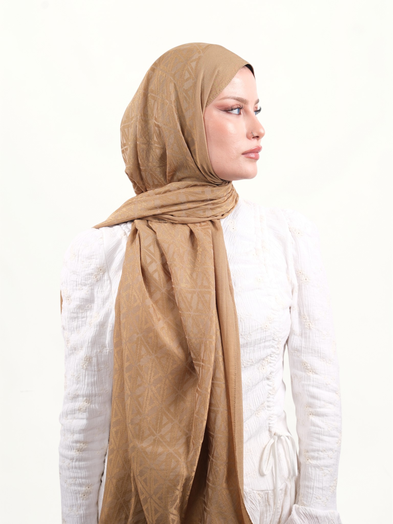 Armine Lyocell Şal Latte - Görsel 3