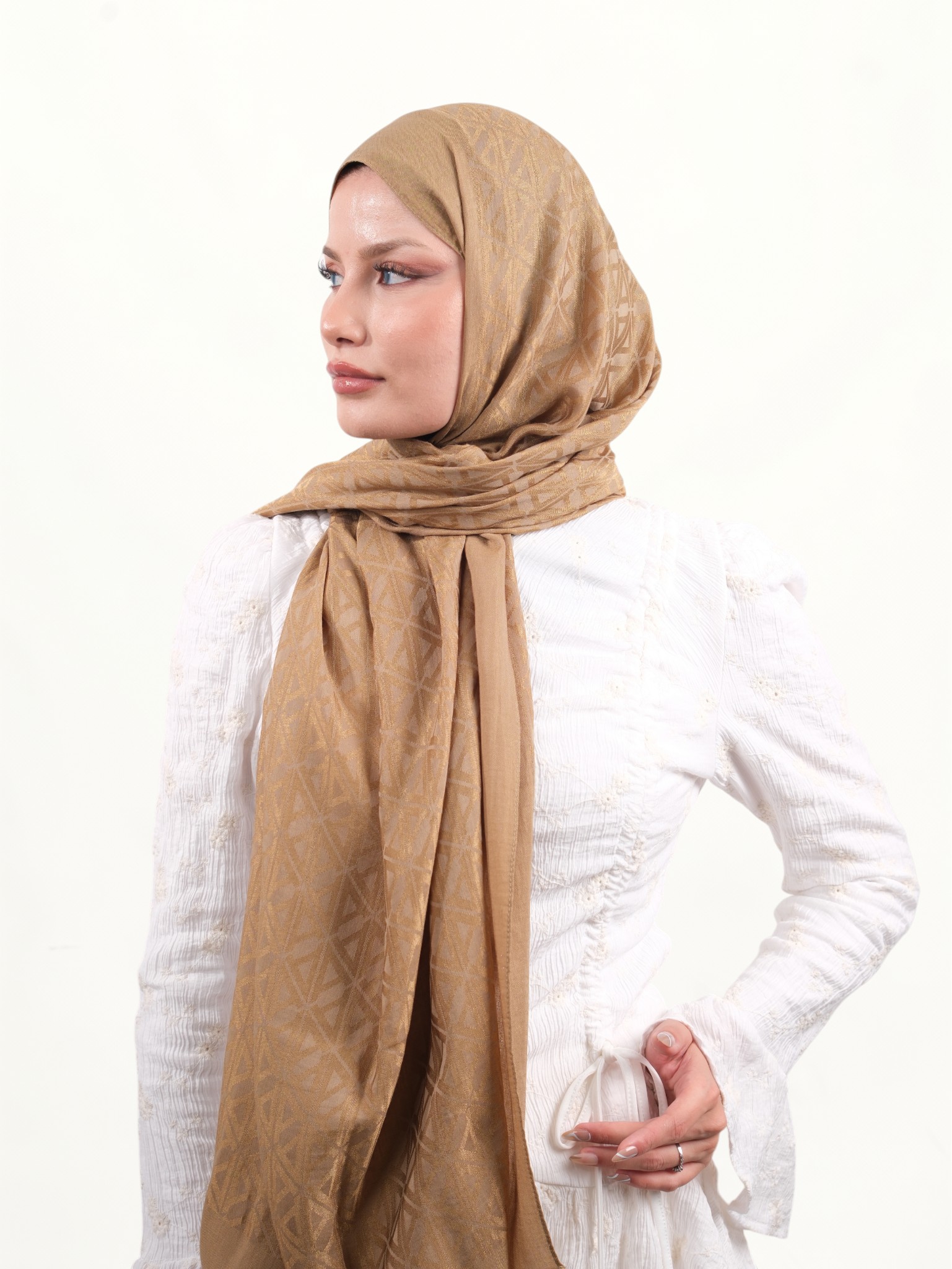 Armine Lyocell Şal Latte - Görsel 4