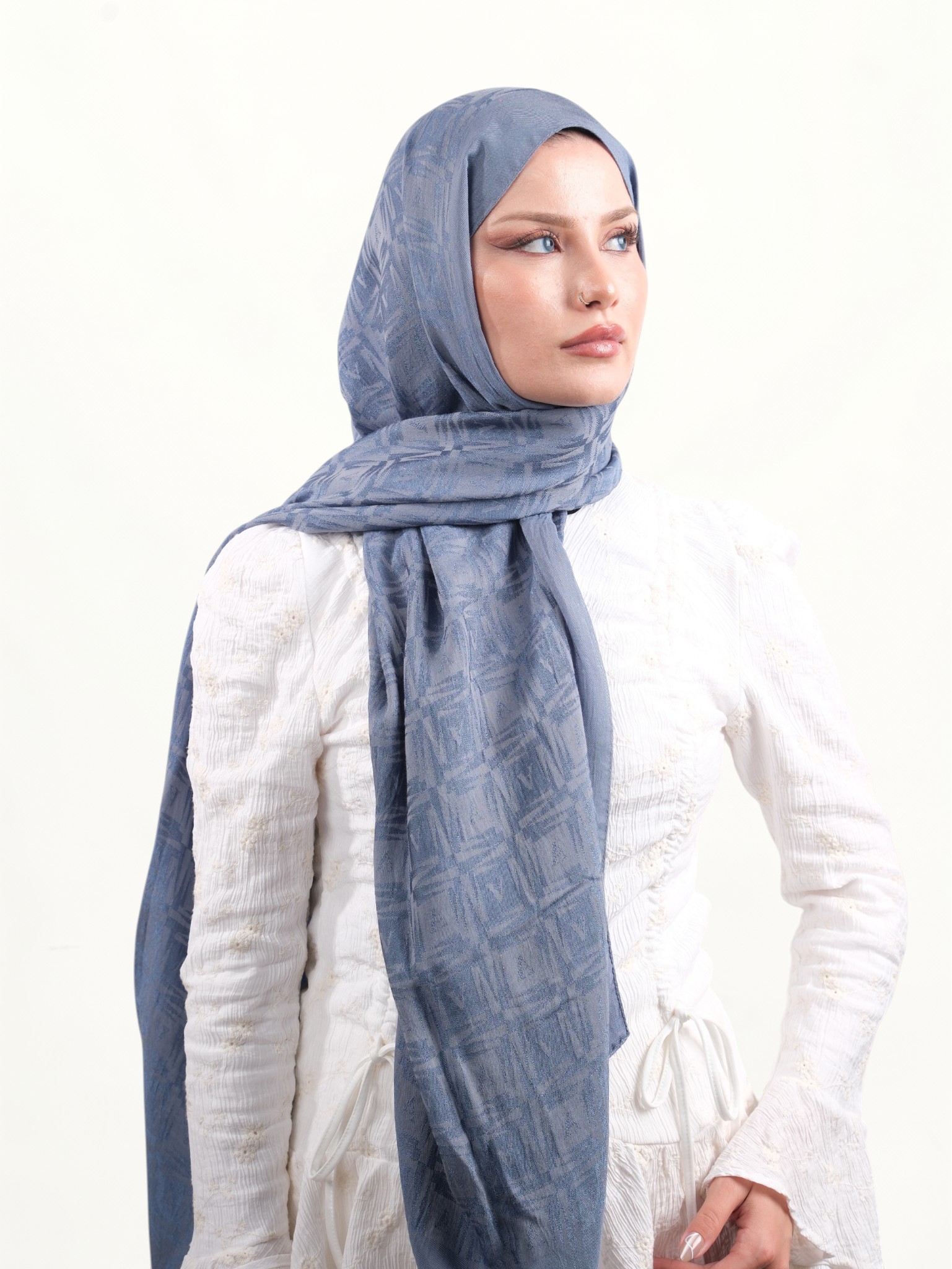 Armine Lyocell Şal Soft Mavi - Görsel 3