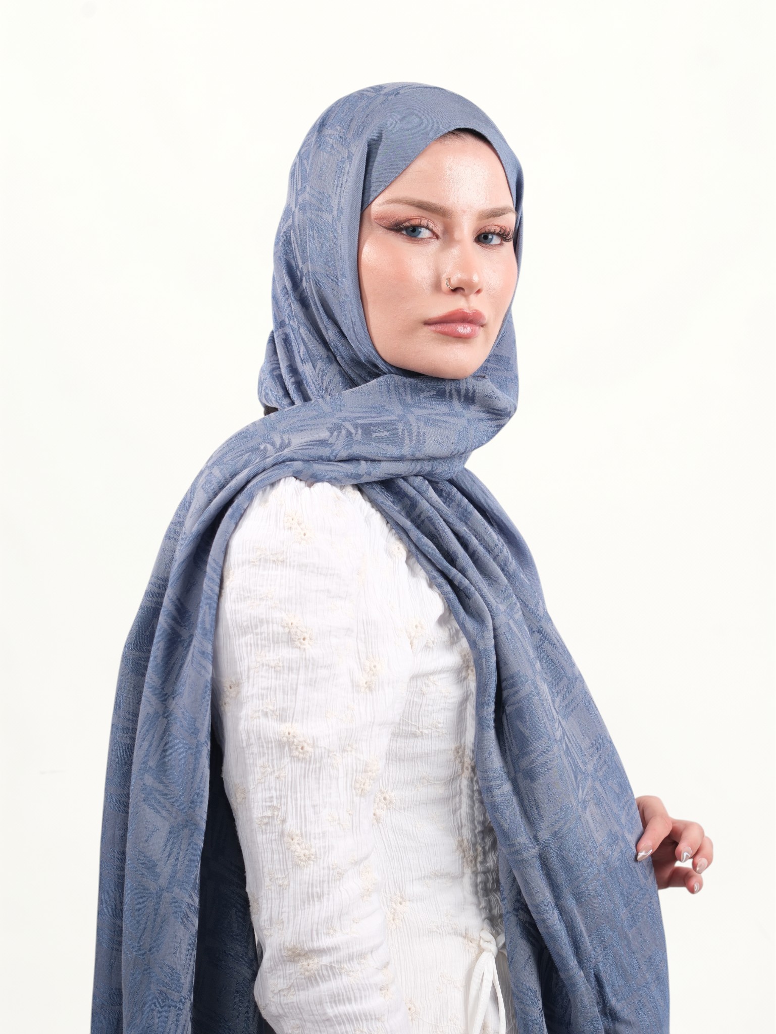 Armine Lyocell Şal Soft Mavi - Görsel 2