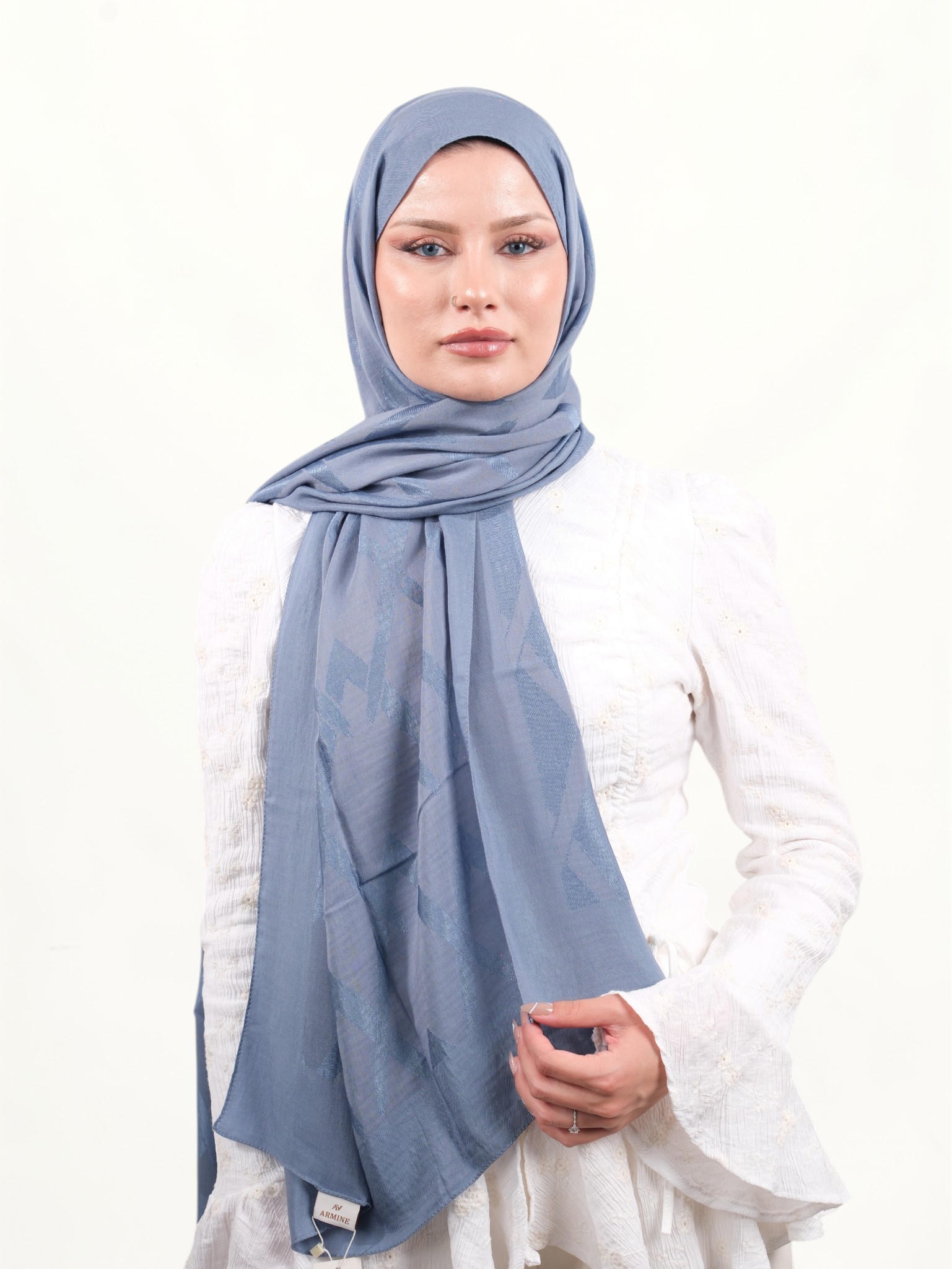 Armine Lyocell Şal Mavi-01 - Görsel 6