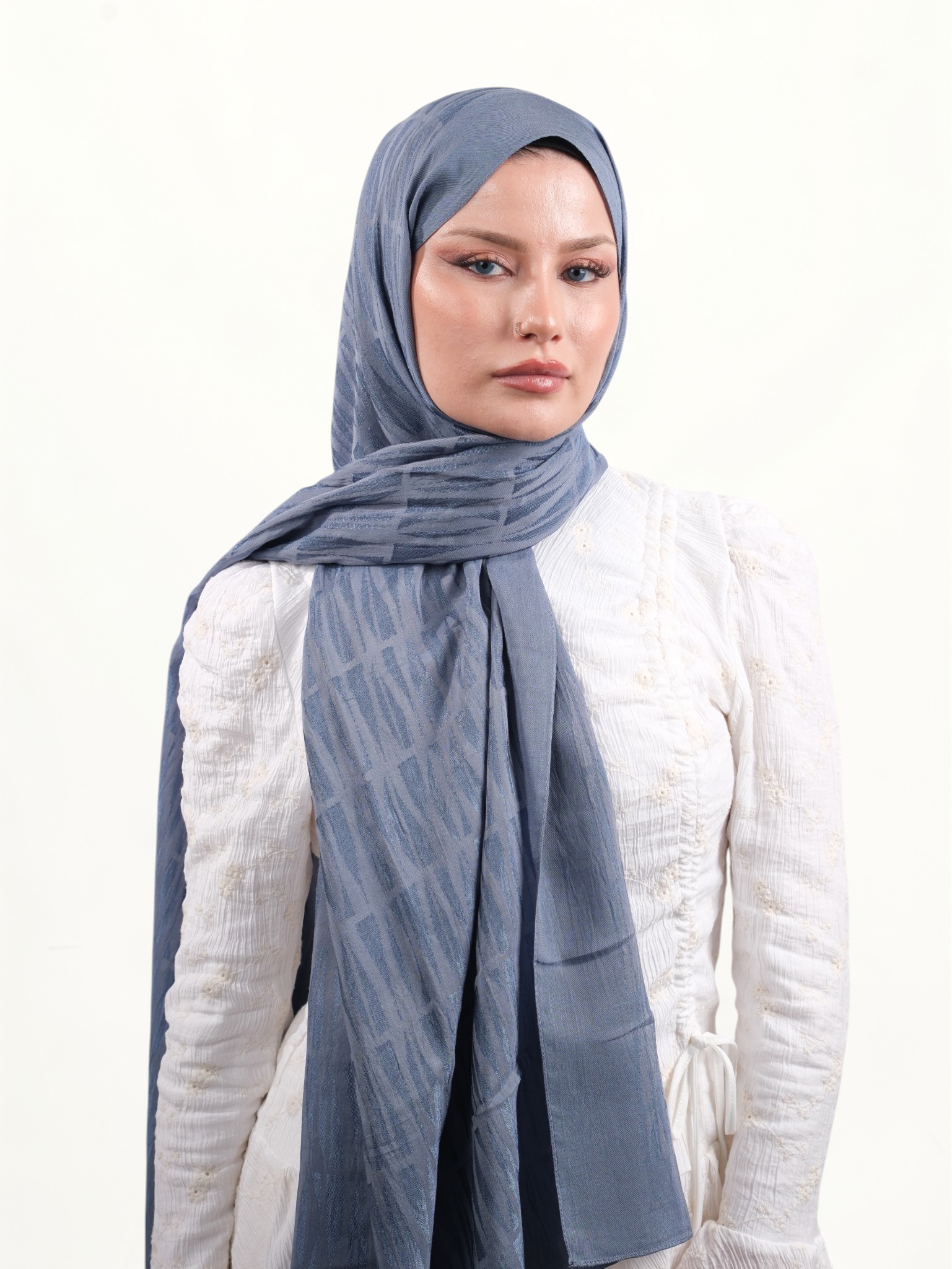 Armine Lyocell Şal Mavi-02 - Görsel 2