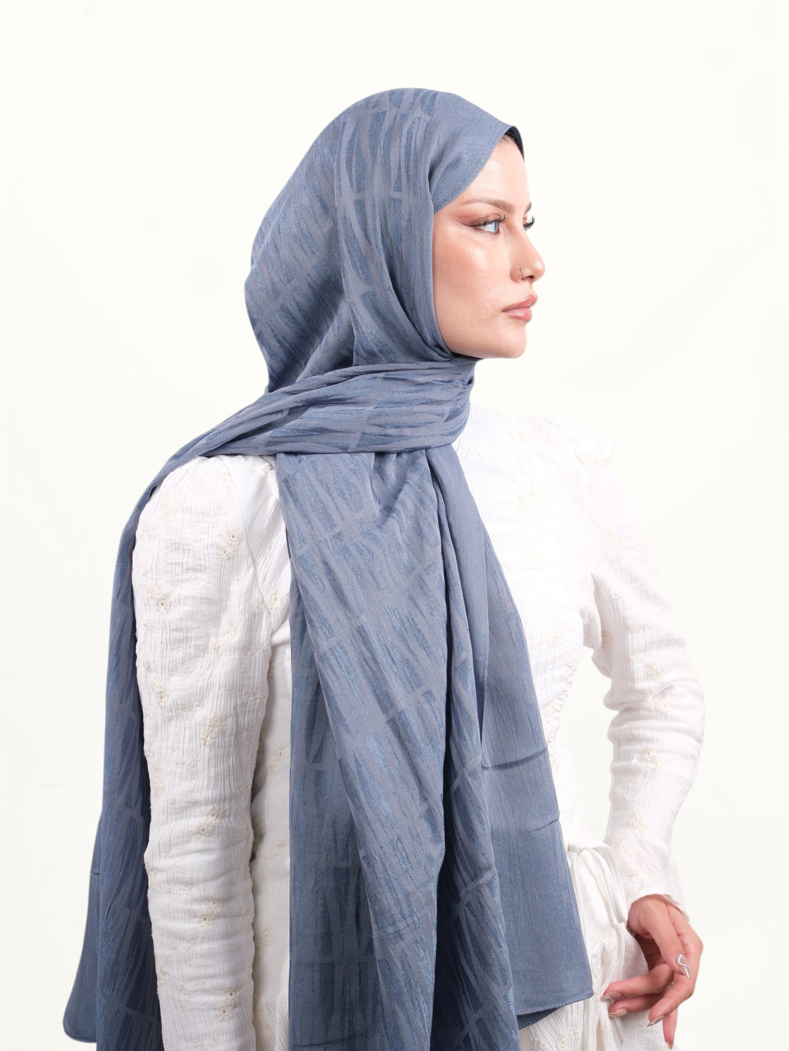 Armine Lyocell Şal Mavi-02 - Görsel 3