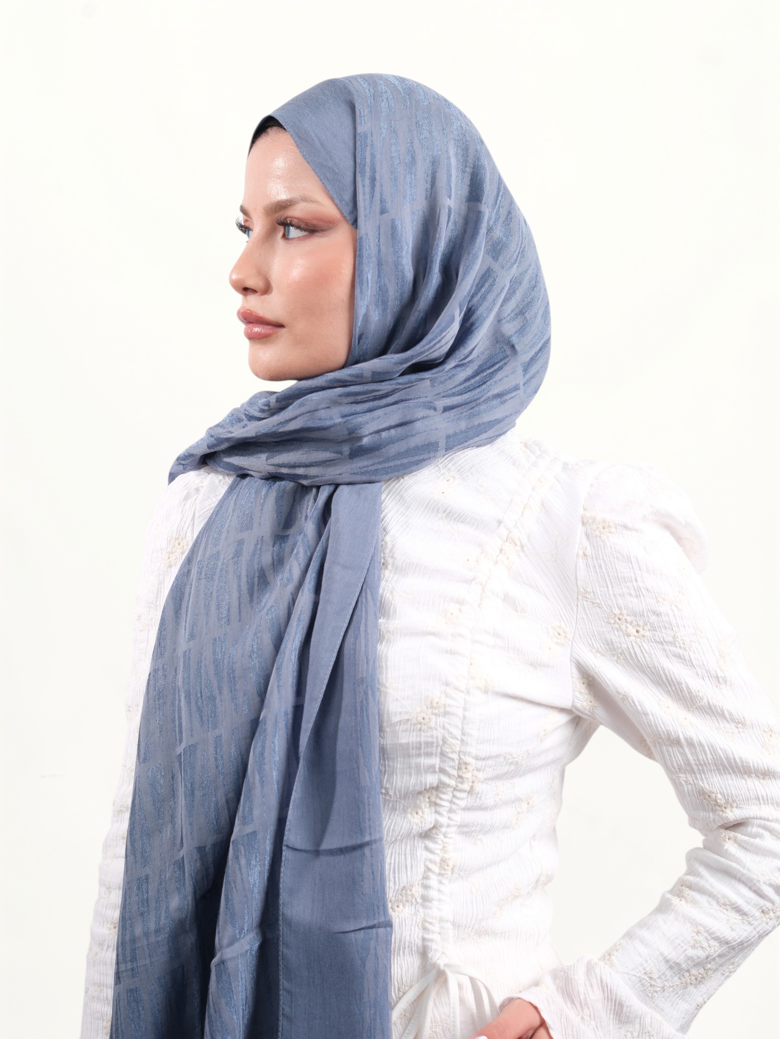 Armine Lyocell Şal Mavi-02 - Görsel 4