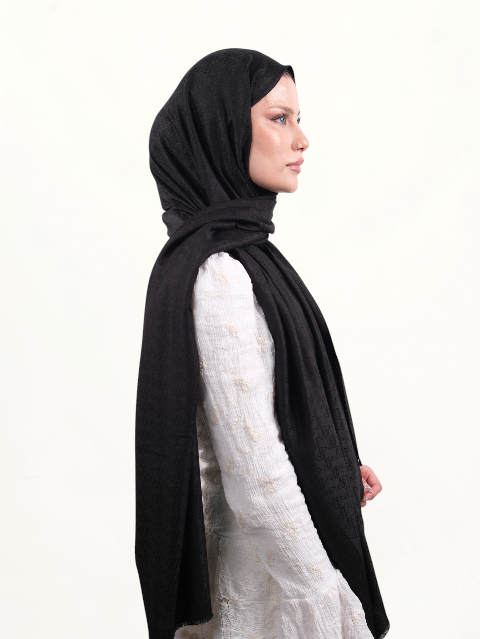 Armine Viskon Şal Siyah-00 - Görsel 5