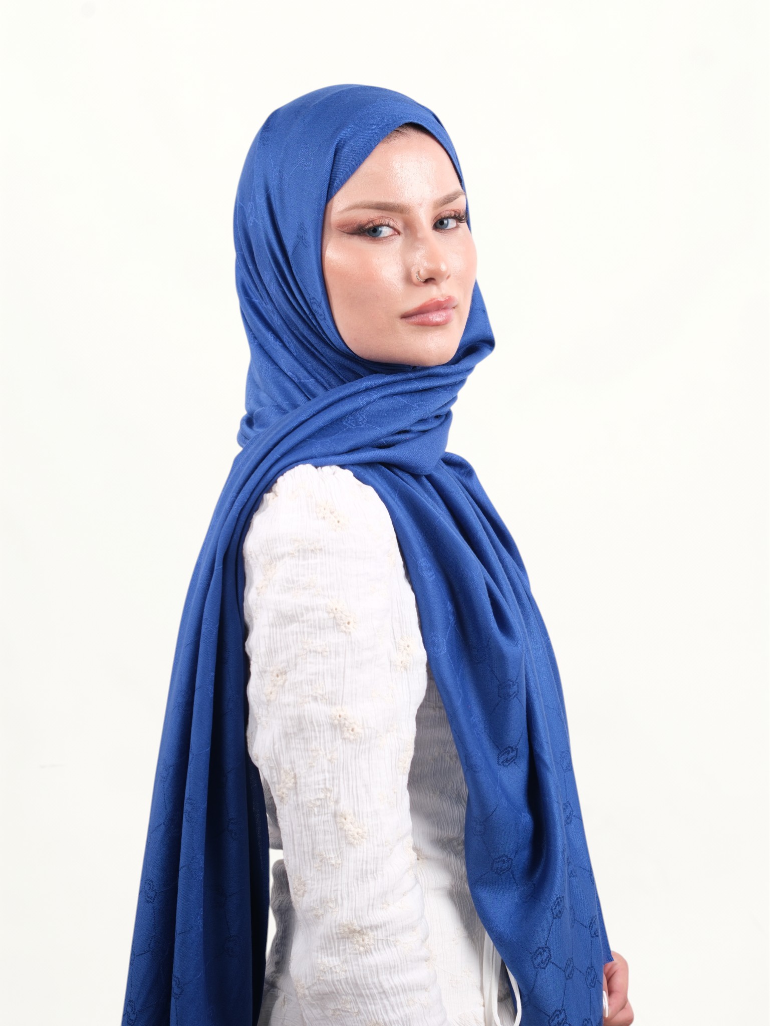 Armine Viskon Şal Mavi-01 - Görsel 6